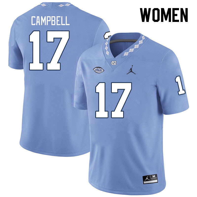 Women #17 Amare Campbell North Carolina Tar Heels College Football Jerseys Stitched-Carolina Blue